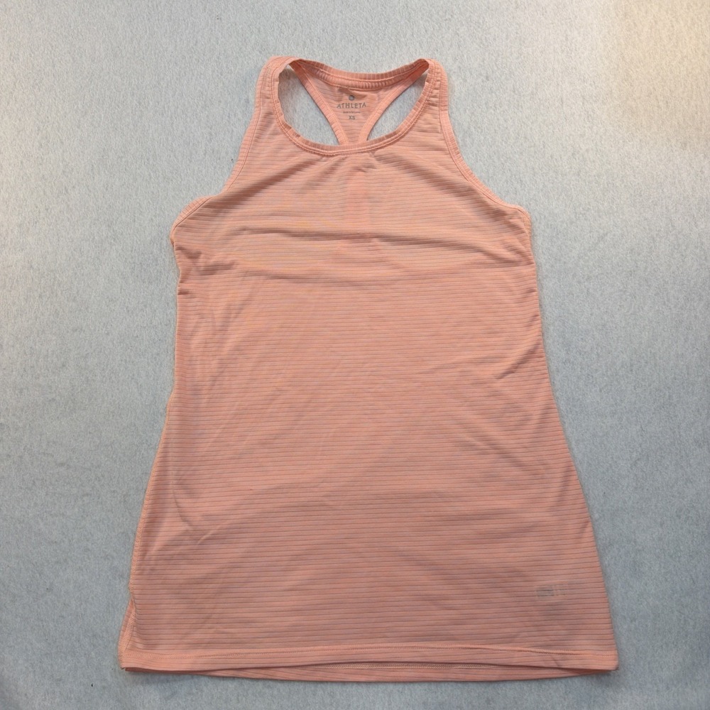 Athleta High Neck Shadow Stripe Chi Tank Racerback Peach Color Women's XSmall